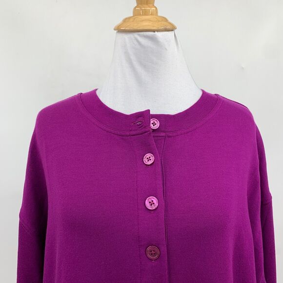 Athleta Sweatshirt Womens S Small Eggplant Balanced Henley Dropped Shoulder - Picture 3 of 12